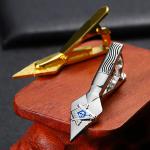 Gold Silver Plated Soft Enamel Masonic Tie Clips Airplane Tie Clip Engraved Tie