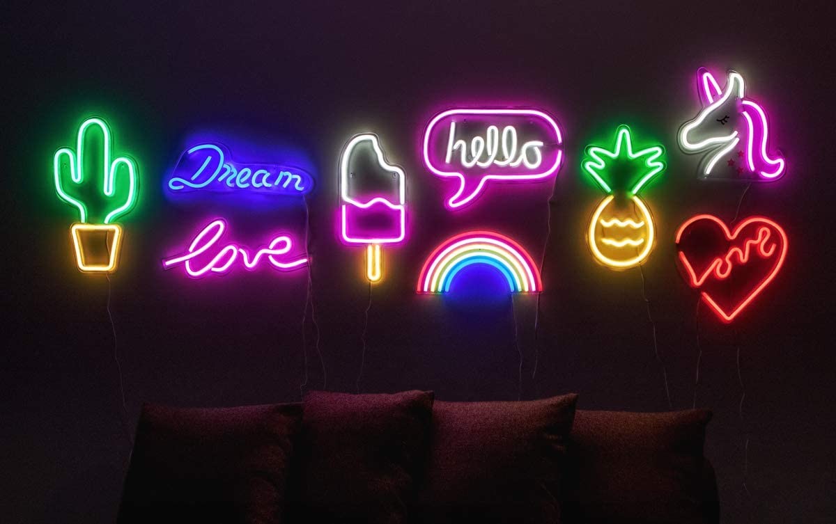 Love Heart Wall Hanging Decor LED Neon Sign Light Wedding Christmas Party Home Decoration Holiday Lighting