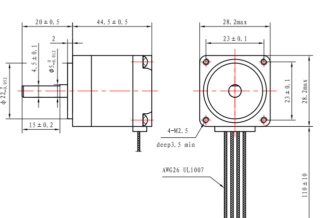 Micro NEMA 11 Stepper Motor 0.67A 2 Phase Wiring For Revolving Light