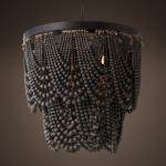 Wooden Bead Chandelier Creative American Bedroom Sample Room classical
