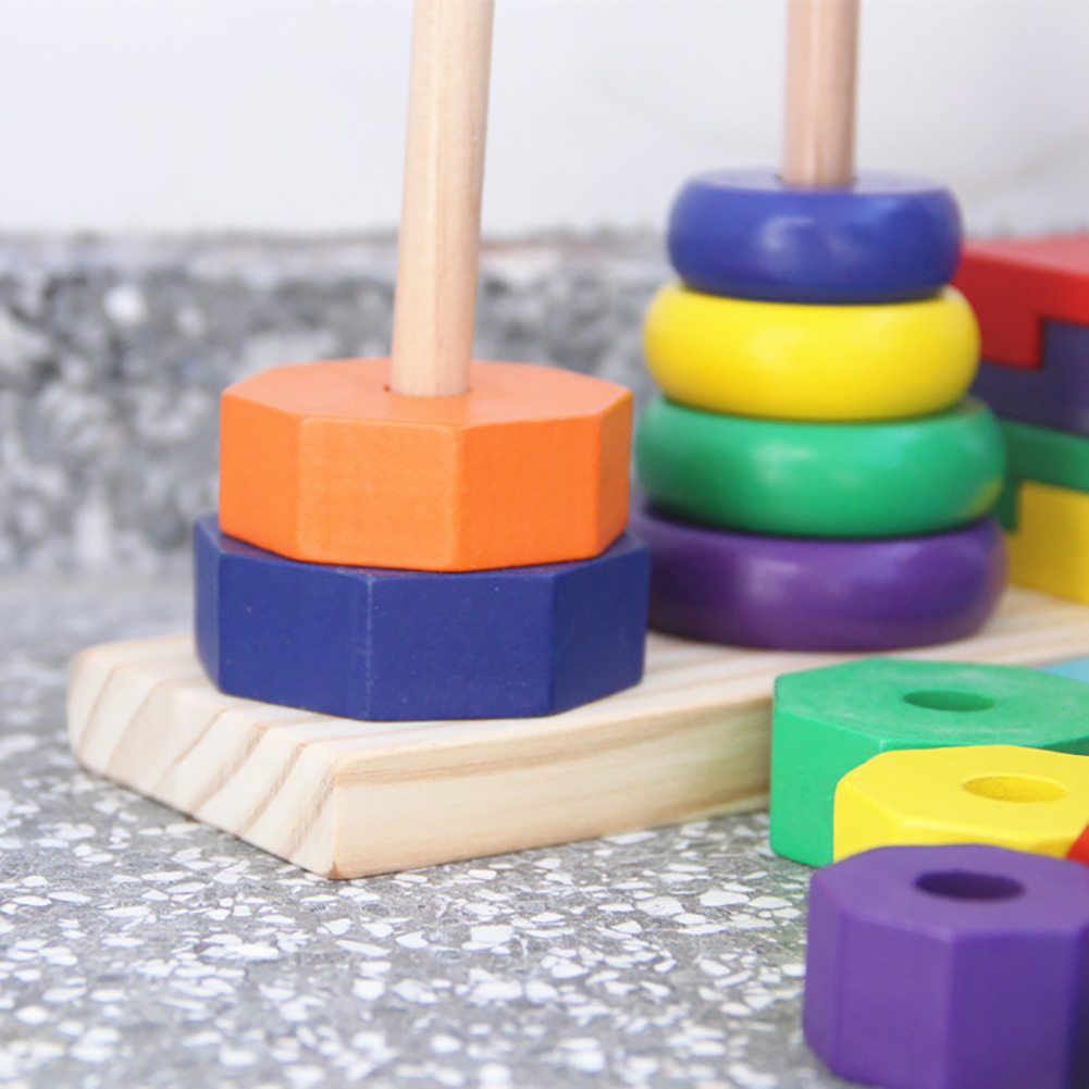 Stacker 21cm Geometric Wooden Building Blocks Toy Sorting Board