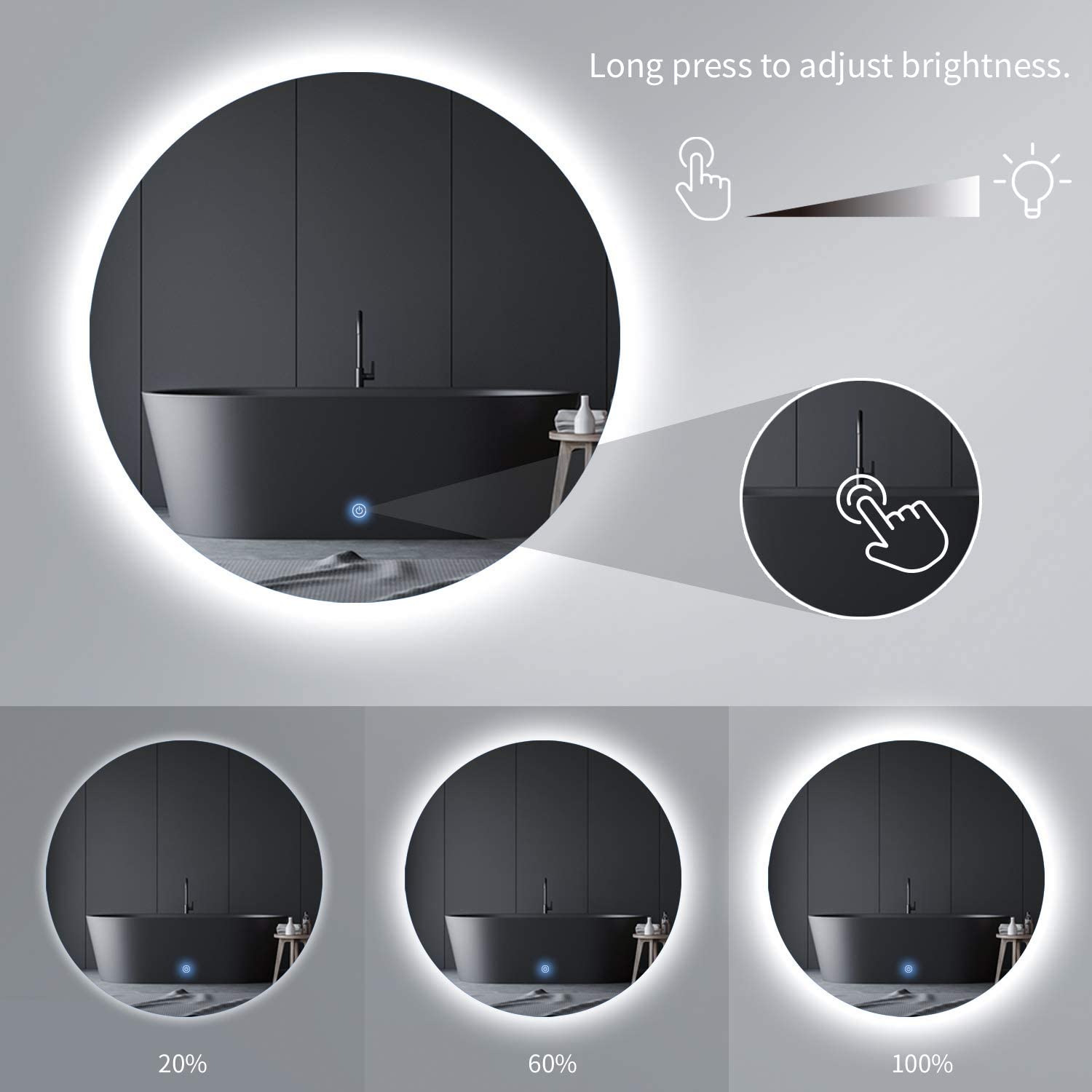 Hotel Lighted Mirror TV Frameless LED Illuminated Bathroom Mirror For Beauty Salon