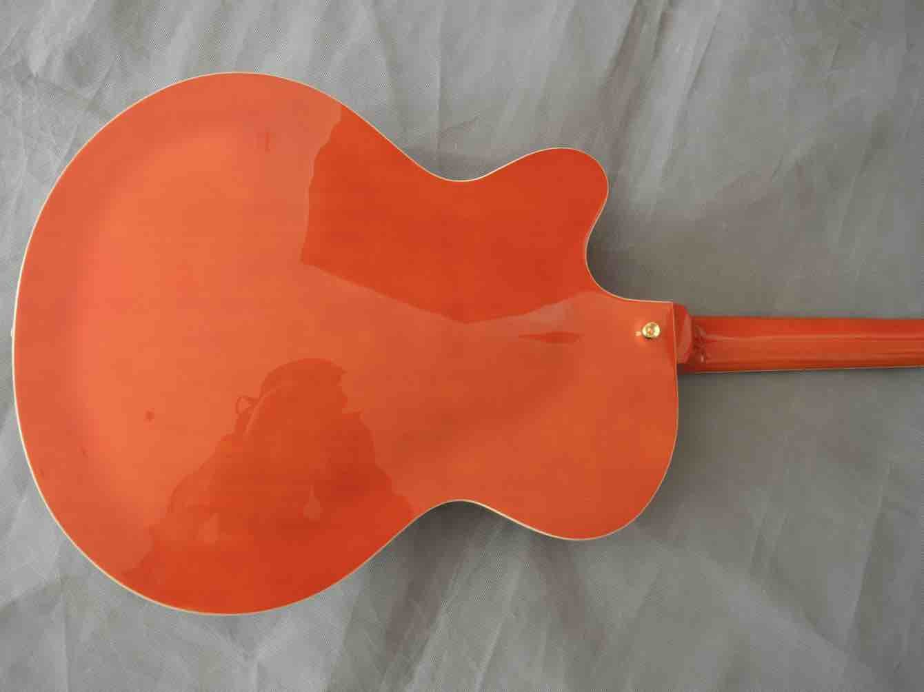 2019 New Orange Flame Maple Electric guitar Semi Hollow Body Jazz Electric Guitar with Golden Bigsby Tremolo