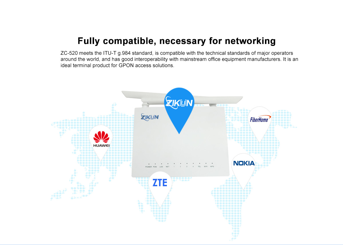 1GE 3FE 2.4G WiFi ONU Optical Network Unit Smart Home Gateway GPON HGU ONT