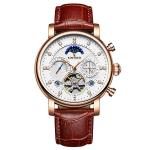 luxury Mens Mechanical Watches Moon Phase With Diamond Crystal