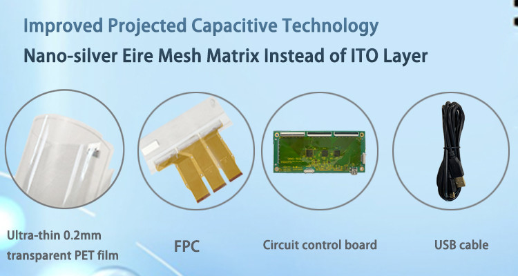 49 Inch Capacitive Touch Film Interactive Multi Touch Foil Through Glass Window