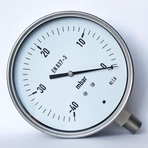 Quality All SS Capsule Pressure Gauge 150mm 40 Mbar Vacuum Manometer Radial Mounting wholesale