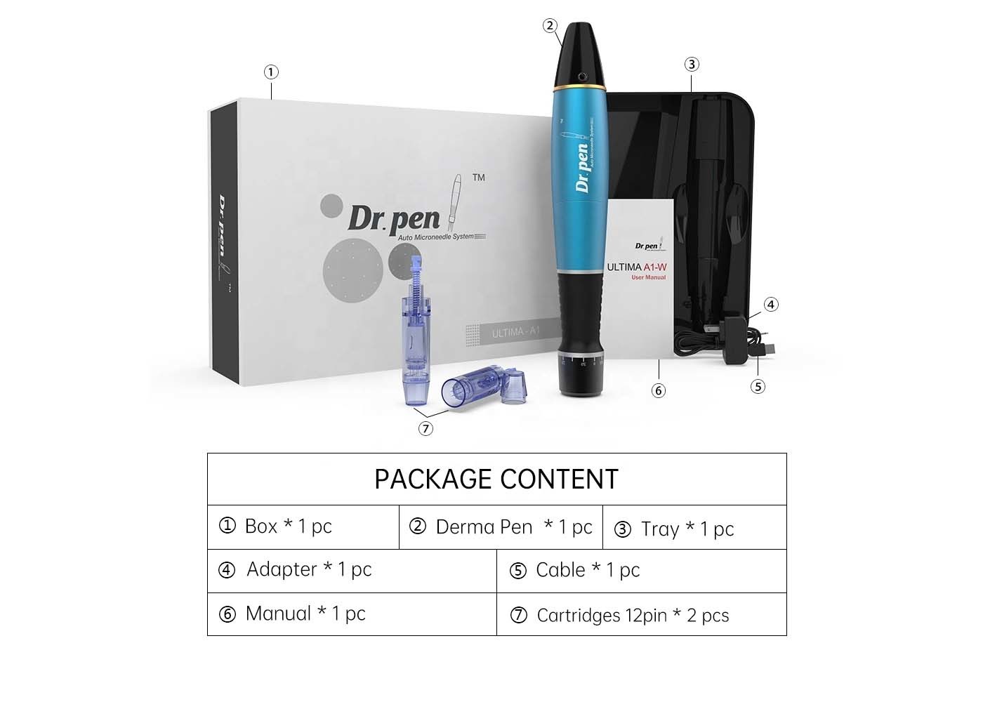 Dr pen A1-W Wireless Electric derma pen micro needling dermal matrix therapy Bayonet Prot Needle Cartridges dermo pen