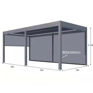 Quality Aluminium Alloy Electric Louver Turning Pavilion for Windproof Rolling Curtains Shade Sun in Outdoor Villa Courtyard wholesale