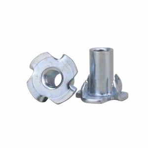 Quality UNC Half Insert Thread White Zinc M10 Four Pronged Tee Nuts Carbon Steel wholesale