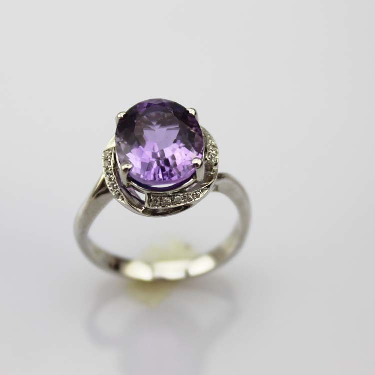 18K Rose Gold Plated Sterling Silver Ring 9mmx11mm Oval Pink Cubic Zircon (R266)