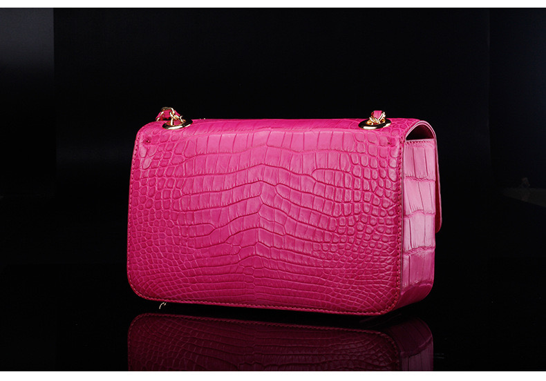 Luxury Genuine Crocodile Belly Skin Gold Hardware Lady Evening Flap Purse Alligator Leather Women Single Shoulder Bag