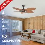 Large Airflow Low Noise 5 Blades Led Energy Saving Ceiling Fan With Remote