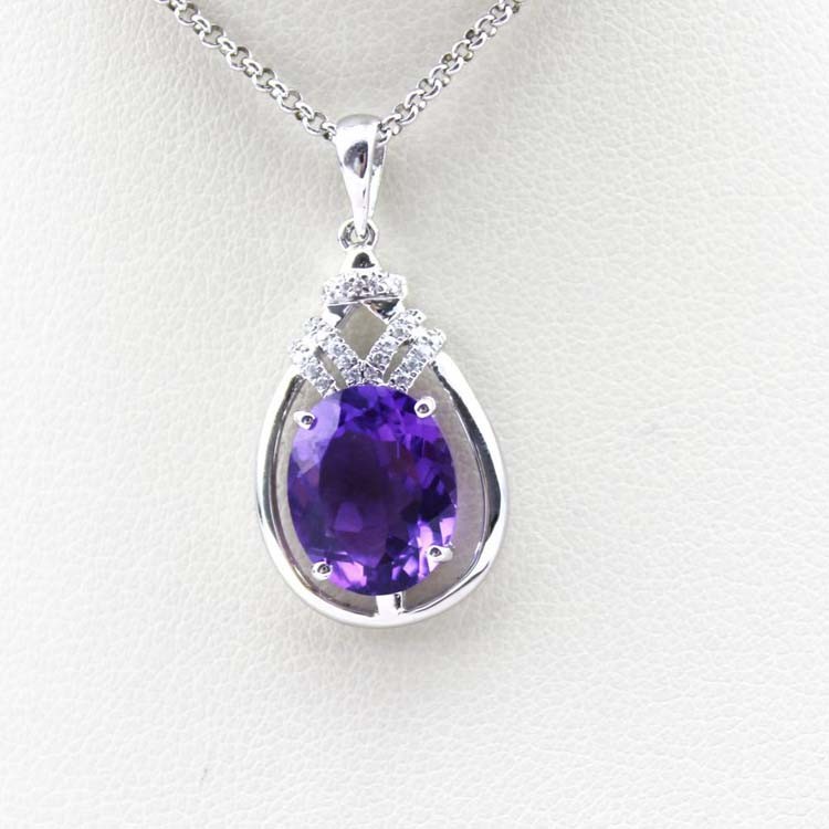 Sterling Silver Jewelry 9mmx11mm Oval Blue Topaz Cubic Zircon Pendant(PSJ0427)