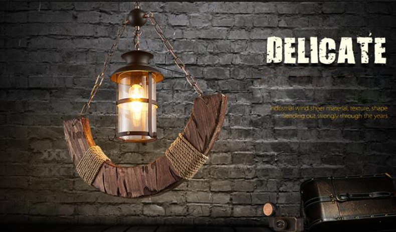 Industrial Wood Chandelier Creative Living Room Bar Dining Room Handing Lamp(WH-VP-217)