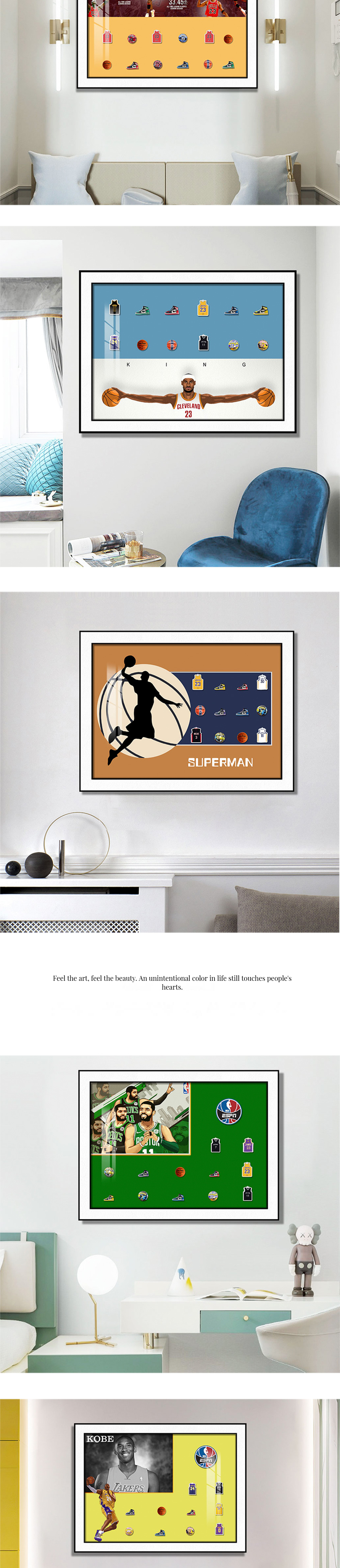 Jordan and LeBron James Basketball Star Wall Murals for Living Room and Bedroom Decor