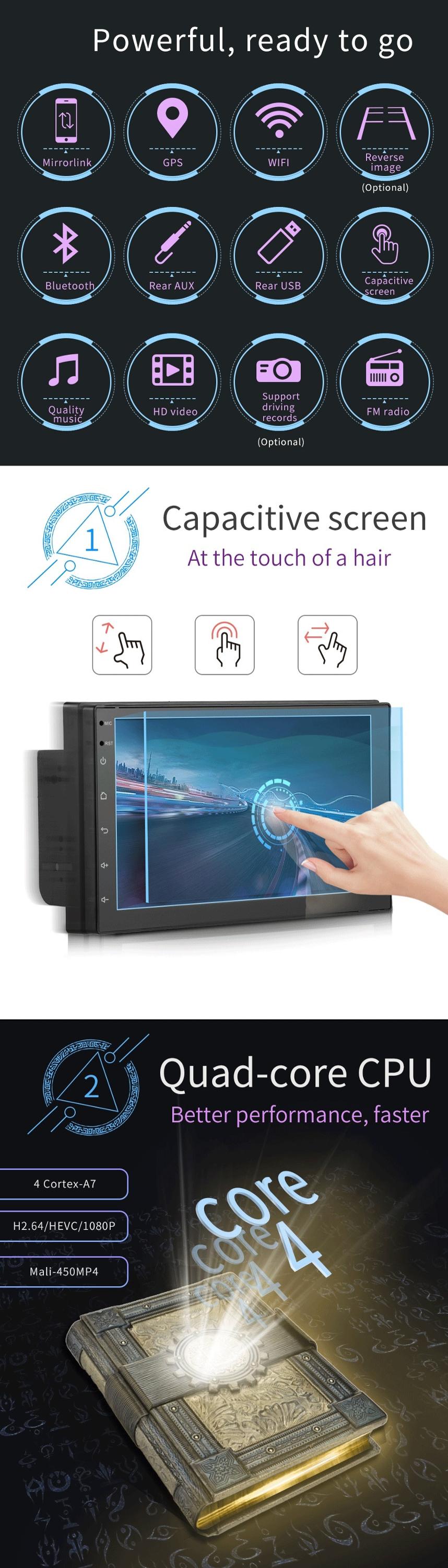 8.1 Inch Android Car DVD Players 2 Din 2 Front USB With Knob Android
