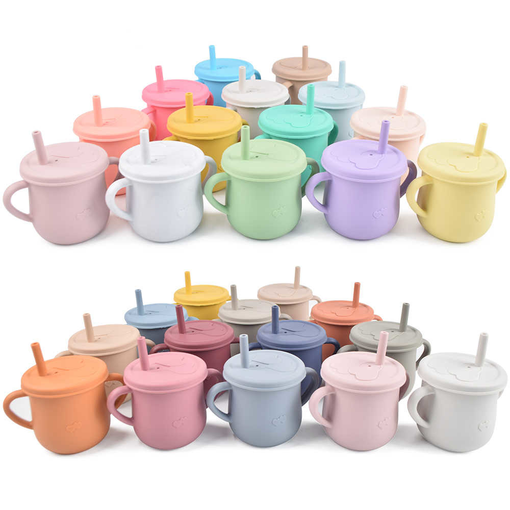 Customizable Silicone Sippy Cup For 6 Month Old Pink And Green