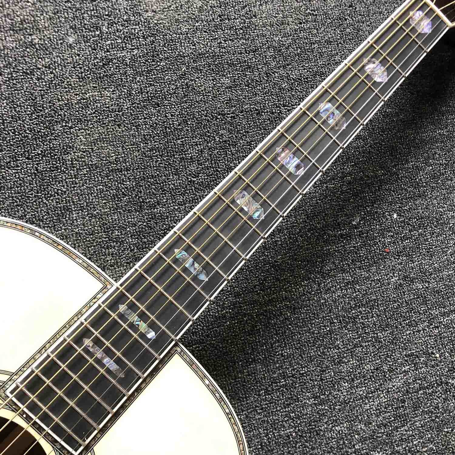 Custom OM Body Solid Europe Spruce Top Ebony Fingerboard Rosewood Back Side Abalone Binding Classic Acoustic Guitar
