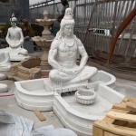 BLVE White Marble Lord Shiva Shakti Statue Garden Buddha Statue Fountain Hindu