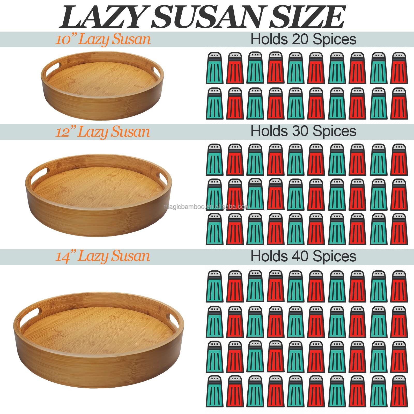 10 Inch Bamboo Lazy Susan Turntable for Kitchen Counter Top Functional and Design