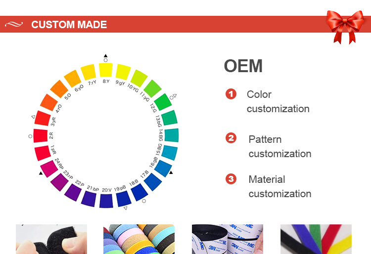 Custom size Colorful Hook and Loop Nylon Fabric Fastener DIY Craft Sup Self Adhesive Tape