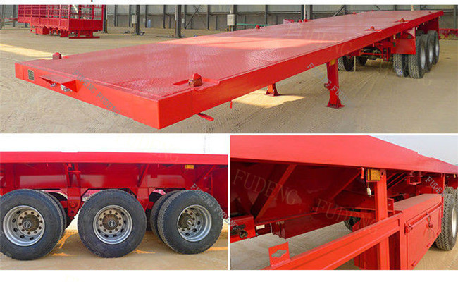 Heavy duty suspension 40ft flatbed container trailers carry 40Tons Containers