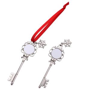 Quality Sublimation Christmas Key Pendant Blanks Snowflake Ornament Metal Christmas Decorations wholesale