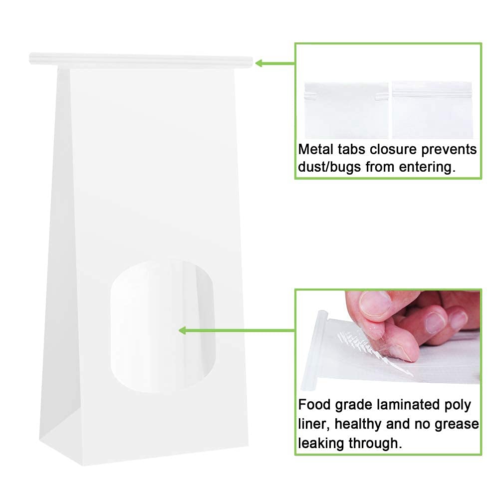 Greaseproof Paper Hot Style Bottom Window White Brown Cookie Biscuit Kraft Paper Bag