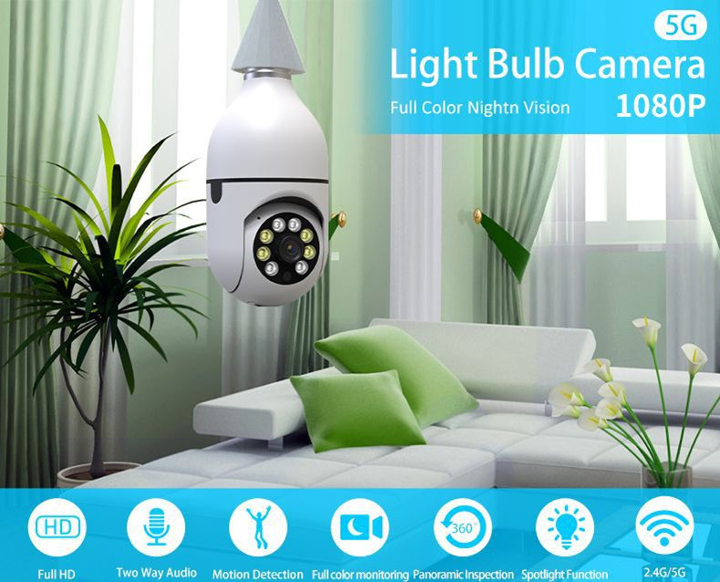 Wireless WiFi Light Bulb Camera Security 2MP 1080P HD Wireless Security Camera