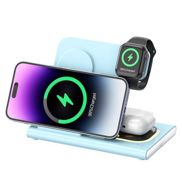 Cheap Print Logo 3 In 1 Foldable Charging Station For Phone Watch Earphone for sale
