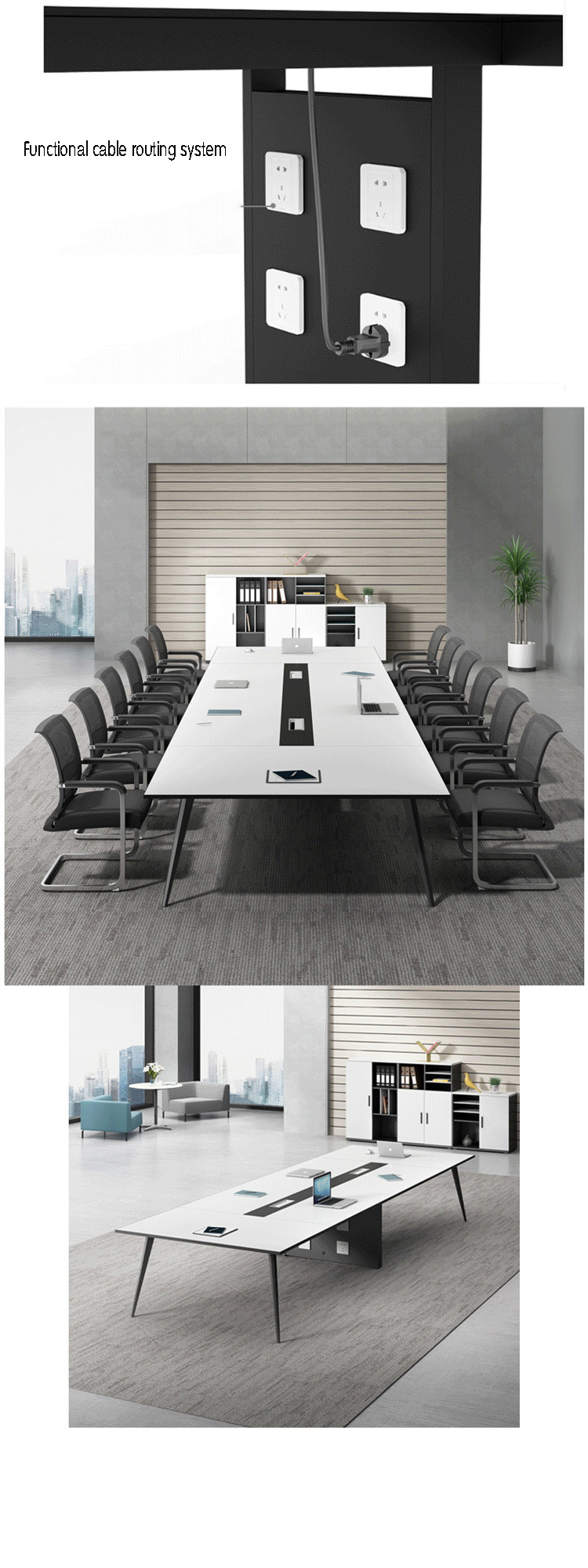 Solid Wood Office Furniture Customized Luxury White Conference Table Modern Meeting Room Table 10