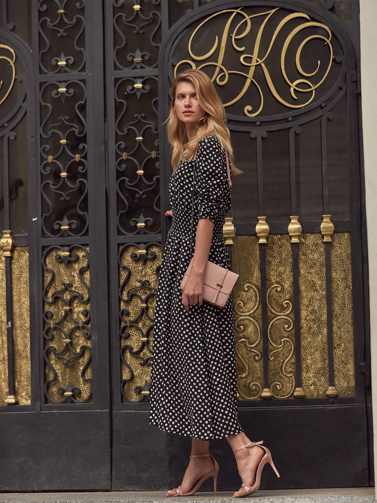 Women Elegant Short Sleeve Polka Dot Casual Maxi Dresses With 100% Viscose