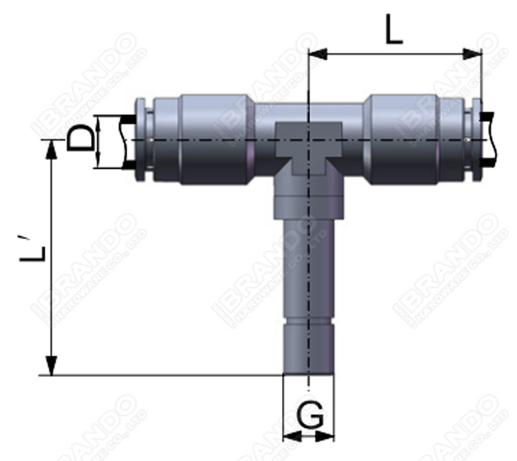 Plug-In Tee Brass Pneumatic Push In Fittings 4mm 6mm 8mm 10mm 12mm
