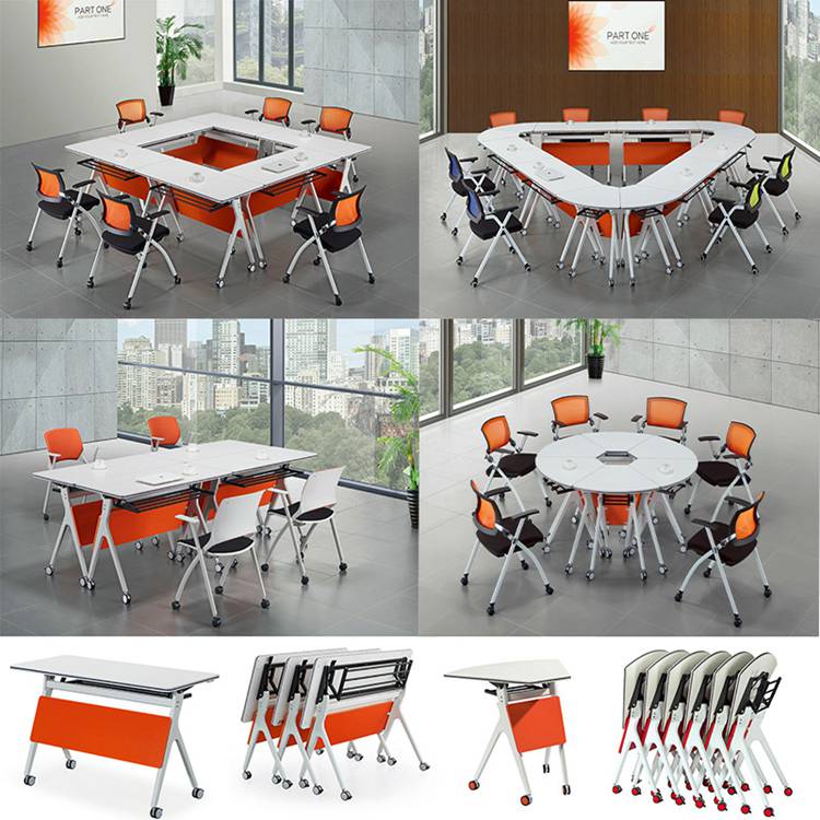 Foldable Conference Room Table Stand Workstation Desk with E1 MDF/MFC Melamine Board