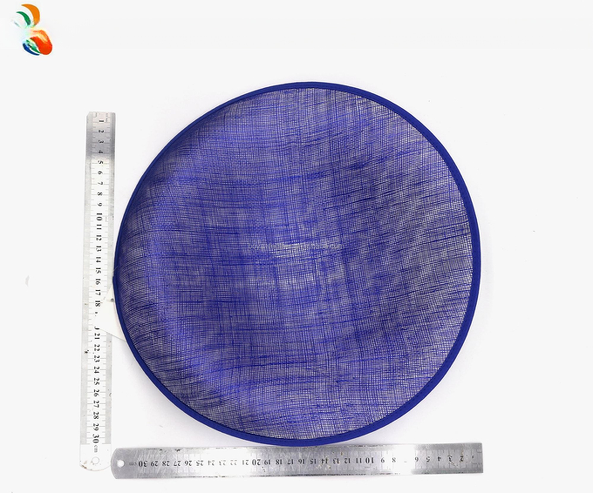 Silk Screen Printing Sinamay Base and Feather Fascinator Hat with Headband 30cm Width