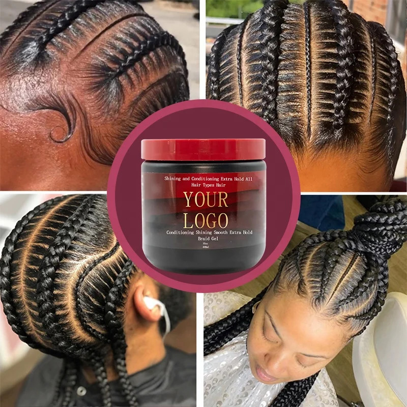 16oz Firmly Long Time Hold Braiding Gel For All Hair Types Natural Smoothing Holding Hair Gel For Braids