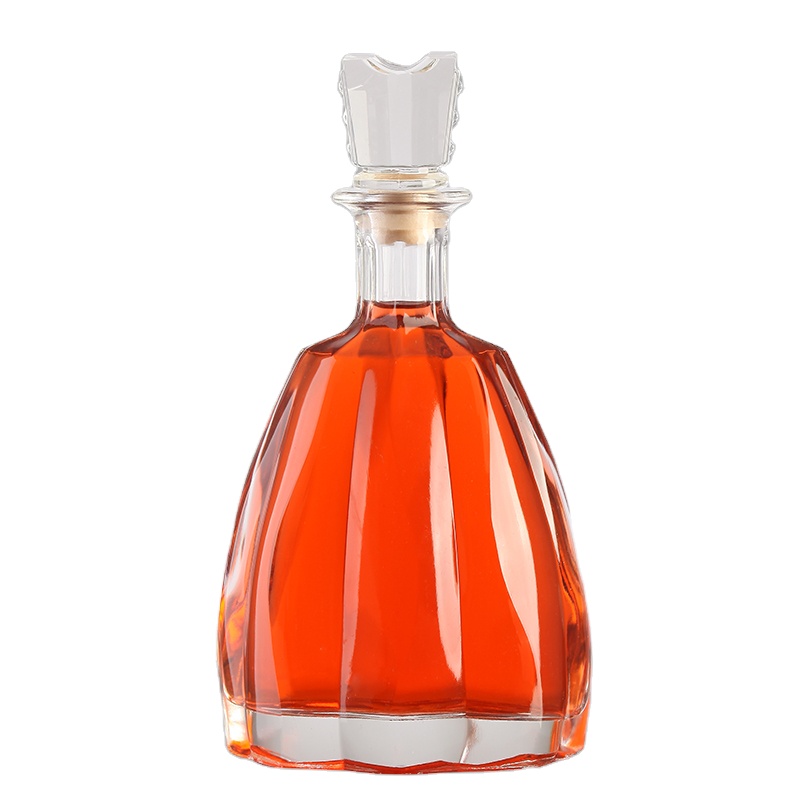 Clear Glass Rum Bottle and Cap for Clients' Specific Requirements
