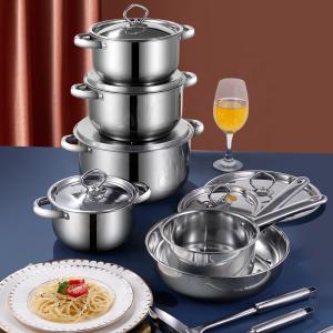Quality Kitchen Stainless Steel Cookware Set 15pcs SS410 Milk Soup Pot wholesale