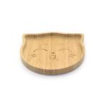 Bamboo Toddler Baby Suction Plate 18cm Cat shaped with Spoons