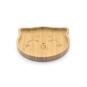 Quality Bamboo Toddler Baby Suction Plate 18cm Cat shaped with Spoons wholesale