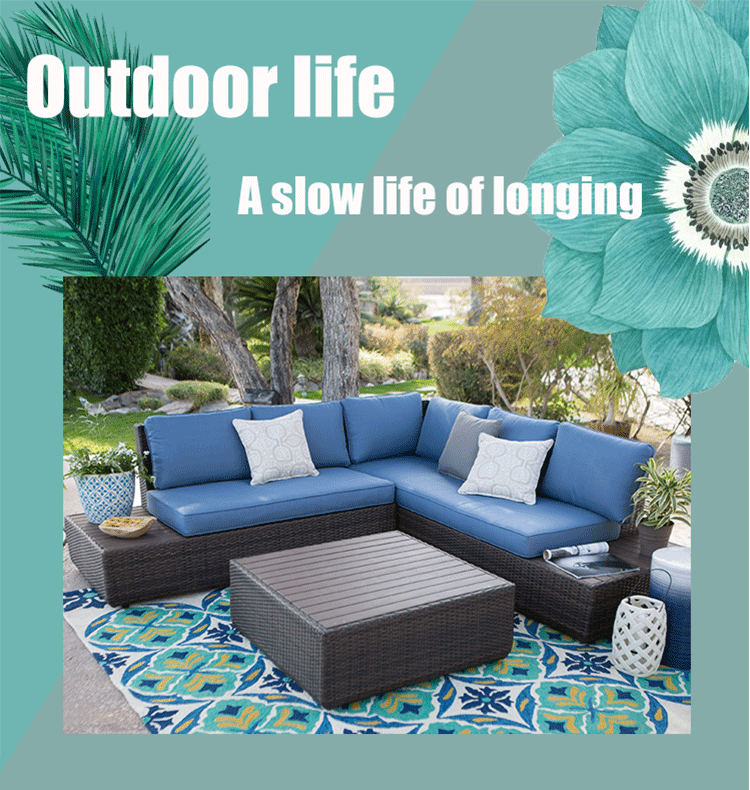 Balcony Aluminum Outdoor Sofa Eco Friendly Rattan Garden Sofa Set