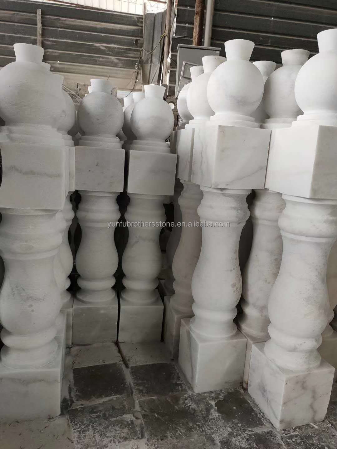 Polished Surface Finished Handrail Column for Home Decorations in Guangxi White Marble