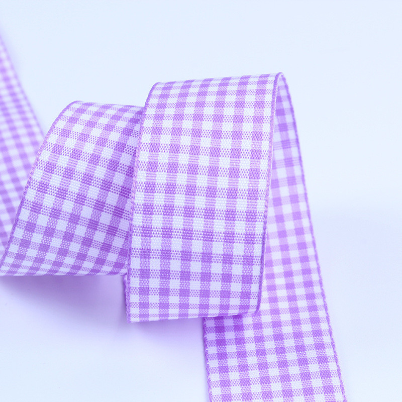 2.5cm Polyester Plaid Ribbon for Gift Packing and Chocolate Box Ribbon Bow Decoration