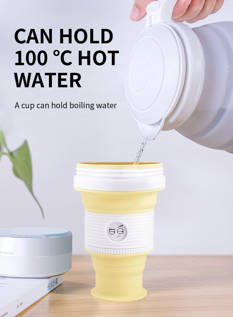 550ml 18oz Collapsible Silicone Coffee Cup Silicone Household Products White