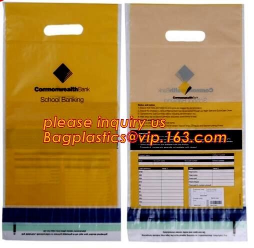 Opaque Tamper Evident Sealing Plastic Bank Money Steb Security Bag / Custom Self Adhesive Plastic Courier Bag, bagease