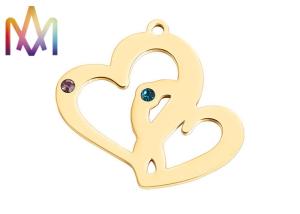 Quality SS304 Hollow Double Heart Shape Pendant 25.5x28.5mm wholesale