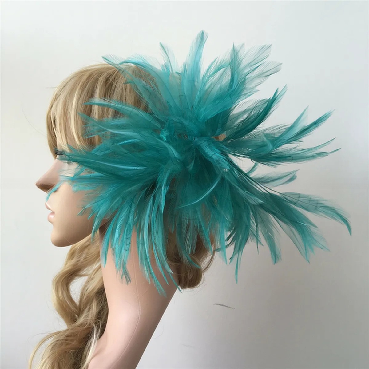 15*15 cm Hackle Feather Flower Mount with Wire Accessory Goose Feather