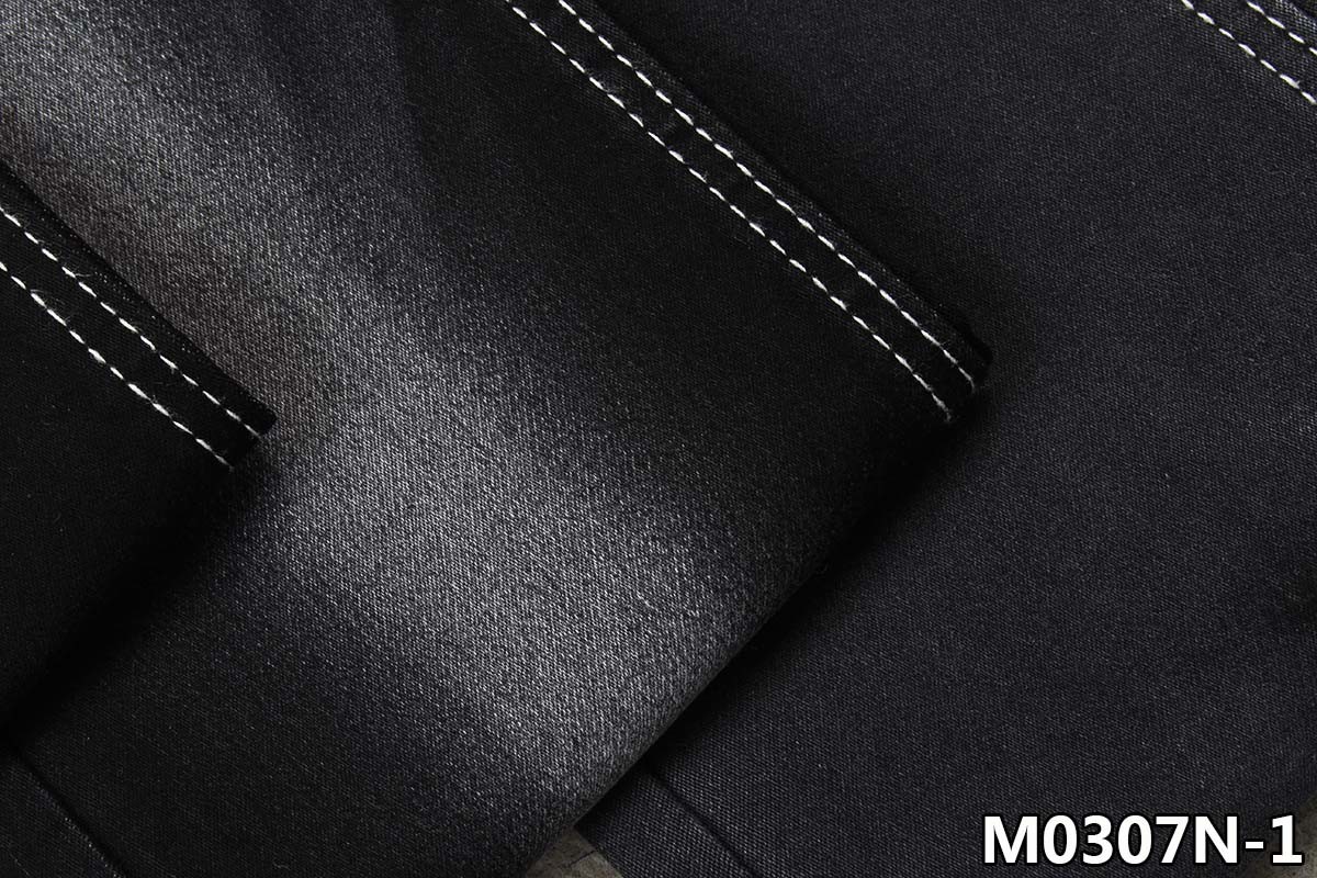 9.5oz Fake Knit Denim Fabric Sulfur Black Double Layers Stretch