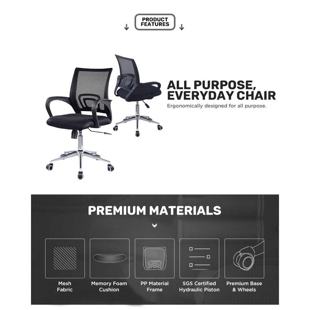 Staff Chair Black Bow Lift Mesh Swivel Office Chair for Comfort and Breathable Seating